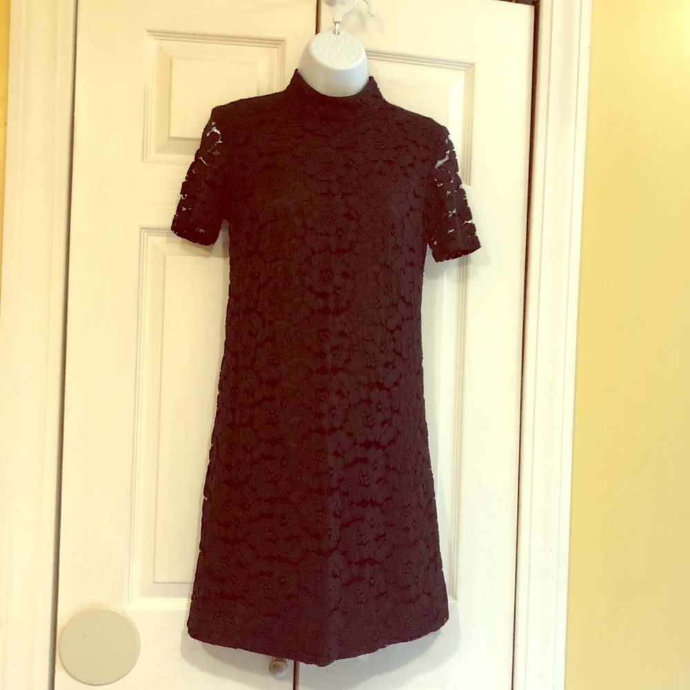 black lined casual dress